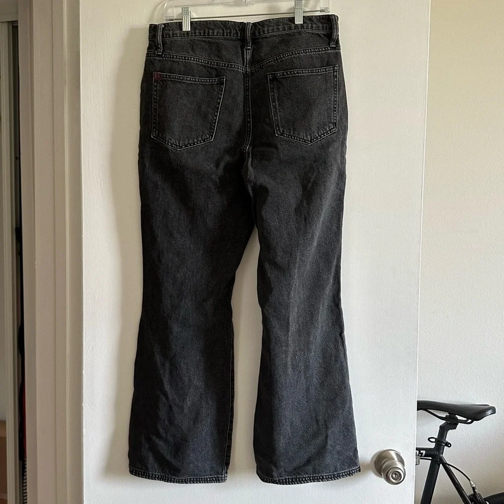 Urban Outfitters BDG Washed Black Denim Tati High Waisted Slit Flare Jean - Picture 8 of 13